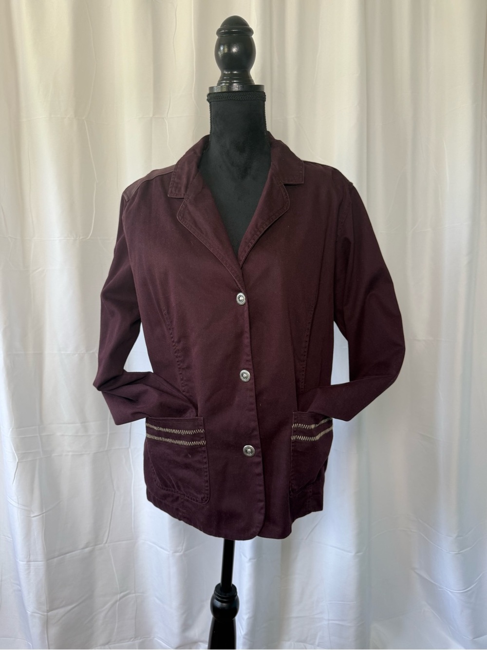 Vintage mid-2000s  Columbia 100% Cotton Utility Blazer Jacket XL Plum Tailored